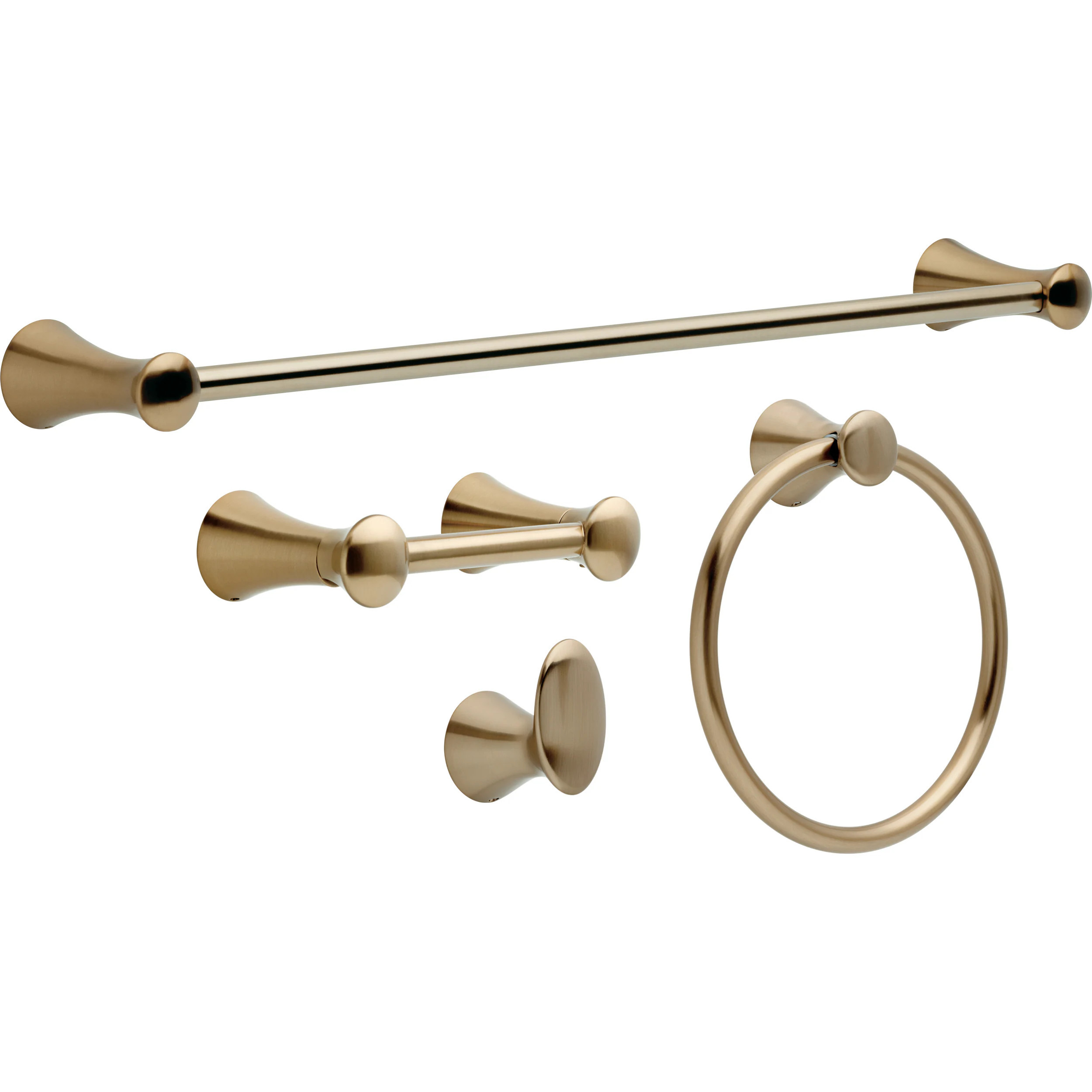 Delta 4 -Piece Lahara Champagne Bronze Decorative Bathroom Hardware Set Towel Bar, Toilet Paper Holder, Towel Ring ,Robe Hook Included | LAH64-CZ-VK | Lowe's