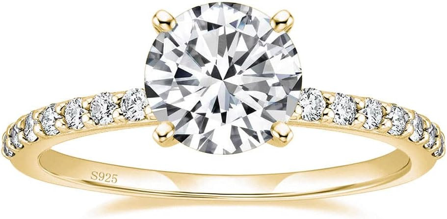 EAMTI 925 Sterling Silver 1.25 CT Round Solitaire Cubic Zirconia Engagement Ring Halo Promise Rin... | Amazon (US)