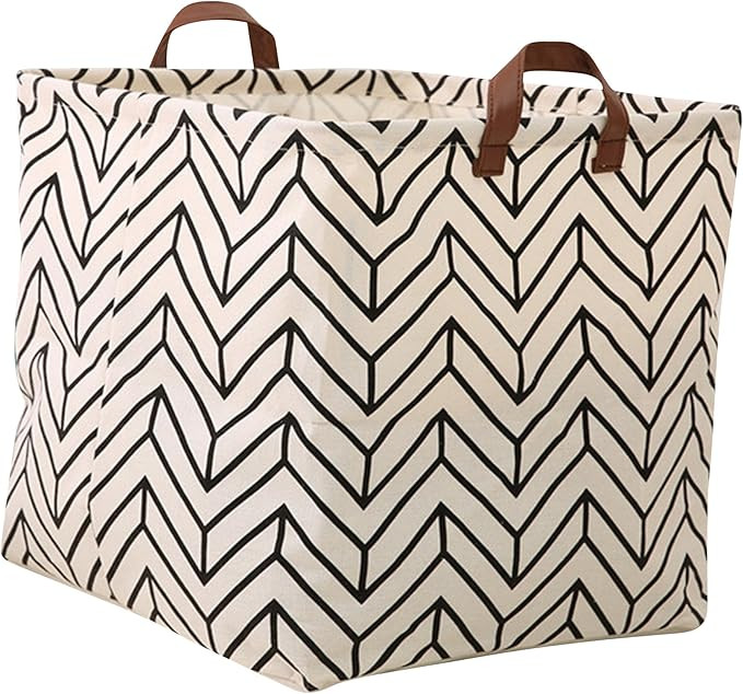 LANGYASHAN Square Storage Bins Waterproof Canvas Kids Laundry/Nursery Boxes for Shelves/Gift Bask... | Amazon (US)