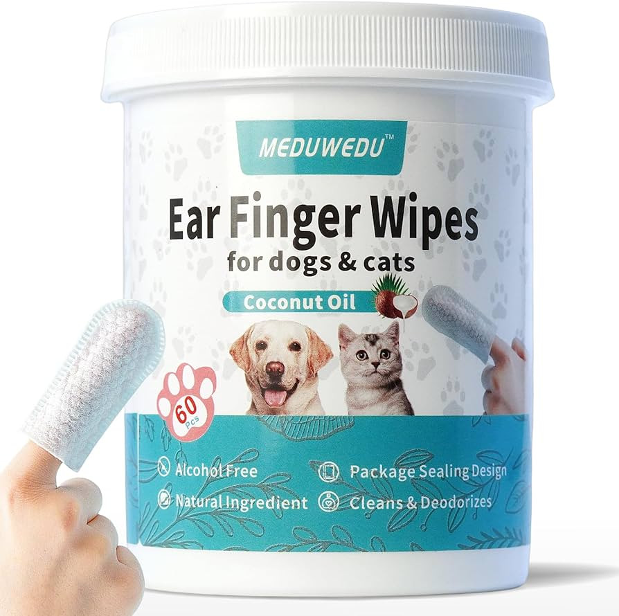 Ear Cleaner Finger Wipes 60 Counts, Dog Ear Cleaner, Grooming Kit Care for Dogs and Cats, Soft & ... | Amazon (US)