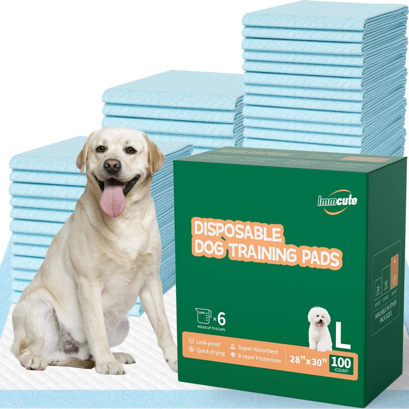 100 Count Large Dog & Cat Puppy Pee Pads - 28"x30" Absorbent Potty Training Pads | Leakproof Quic... | Amazon (US)