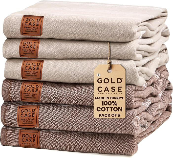 Gold CASE LYCIA Turkish Beach Towel Set of 6 – 100% Cotton Turkish Beach Towels Bulk 70 x 38'' ... | Amazon (US)