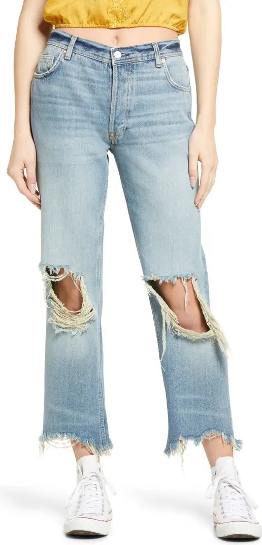 Free People We the Free Maggie Ripped Crop Straight Leg Jeans | Nordstrom | Nordstrom