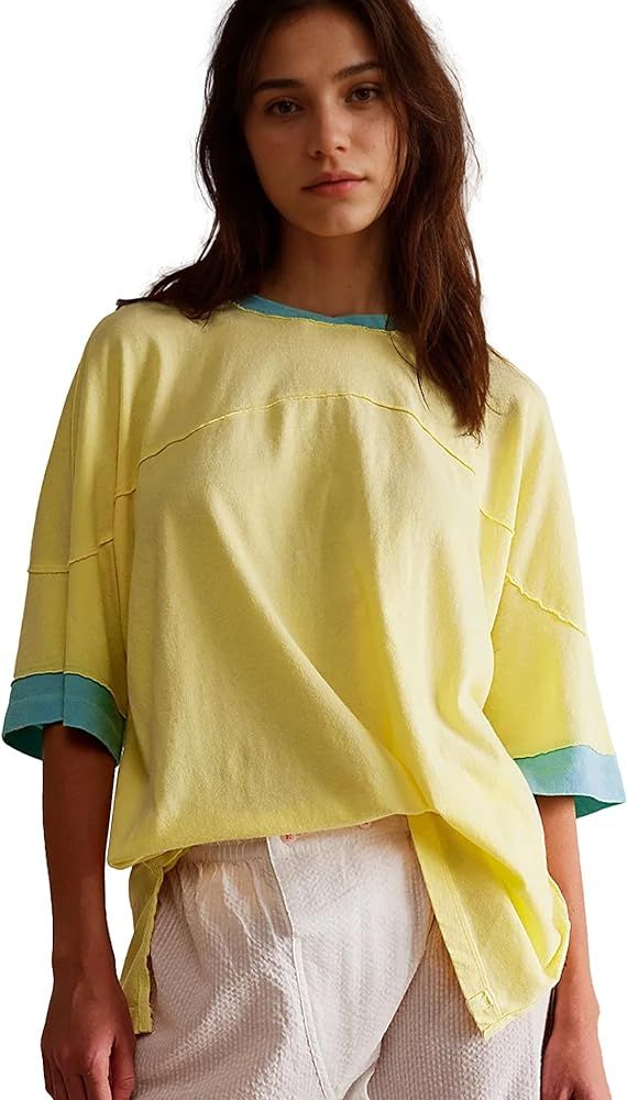 Songling Womens 3/4 Length Sleeve Casual Loose Fit Summer Tee Shirt Basics Cotton t Shirts Trendy... | Amazon (US)