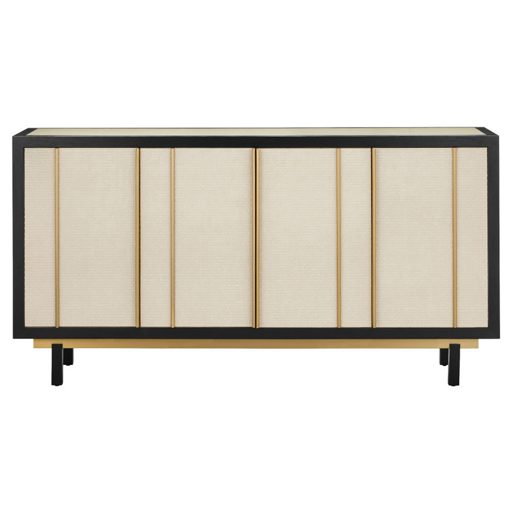 Jeanne Modern Classic Beige Woven Raffia Media Cabinet - 72 | Kathy Kuo Home