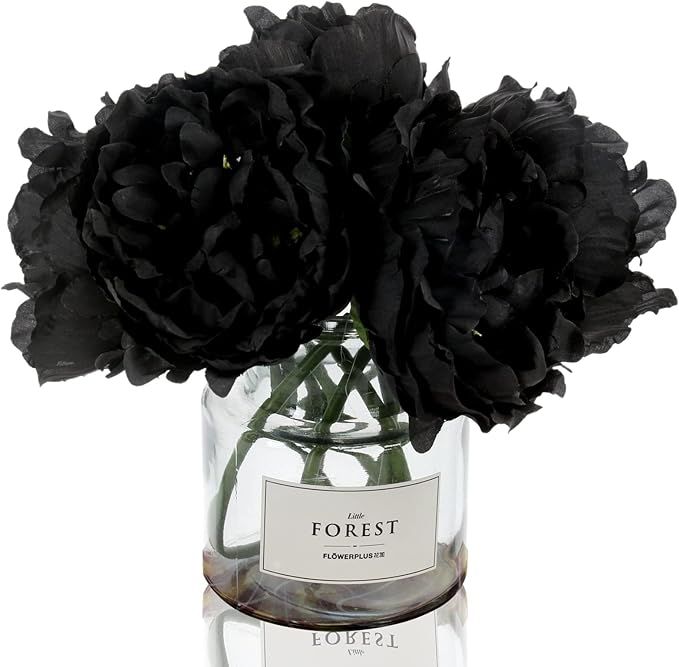 Tinsow Artificial Peony for Home Decoration, 5 Pcs Faux Black Peonies Flowers for Halloween Decor... | Amazon (US)