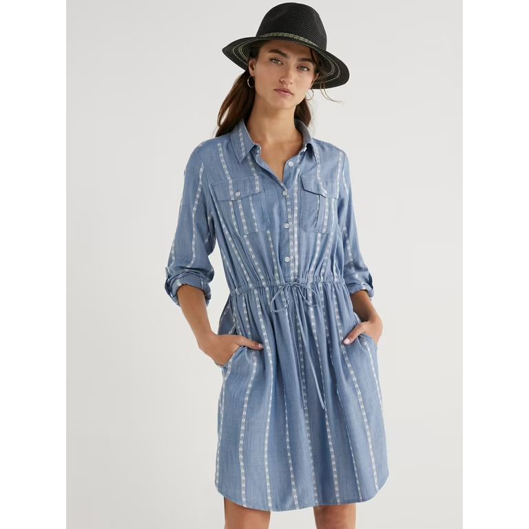 Time and Tru Women’s Utility Shirt Dress, Sizes XS-XXXL | Walmart (US)