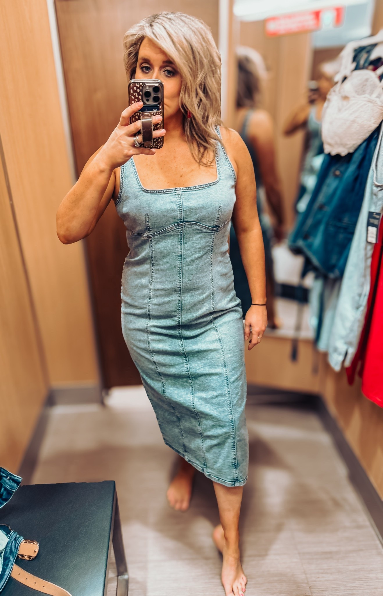 This Denim Dress would be perfect for summer concerts & festivals. It’s lightweight and stretchy. It is a bodycon dress so sized up 1 size to not make it so form fitting. 

#LTKOver40 #LTKSummerEdit #LTKMidsize