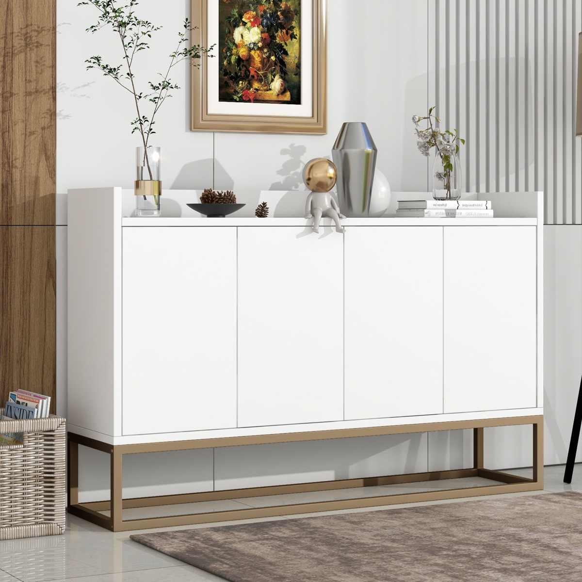 Modern Sideboard Elegant Buffet Cabinet With Large Storage Space For Dining Room, Entryway - White | Macy's