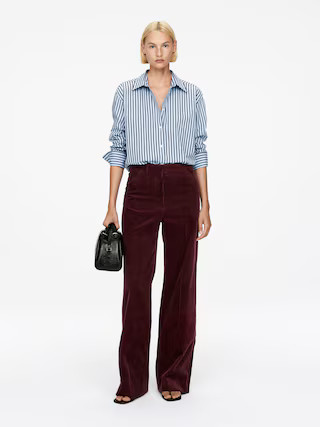 Wide-Leg Corduroy Trousers – Burgundy – Women – ARKET GB | Arket UK