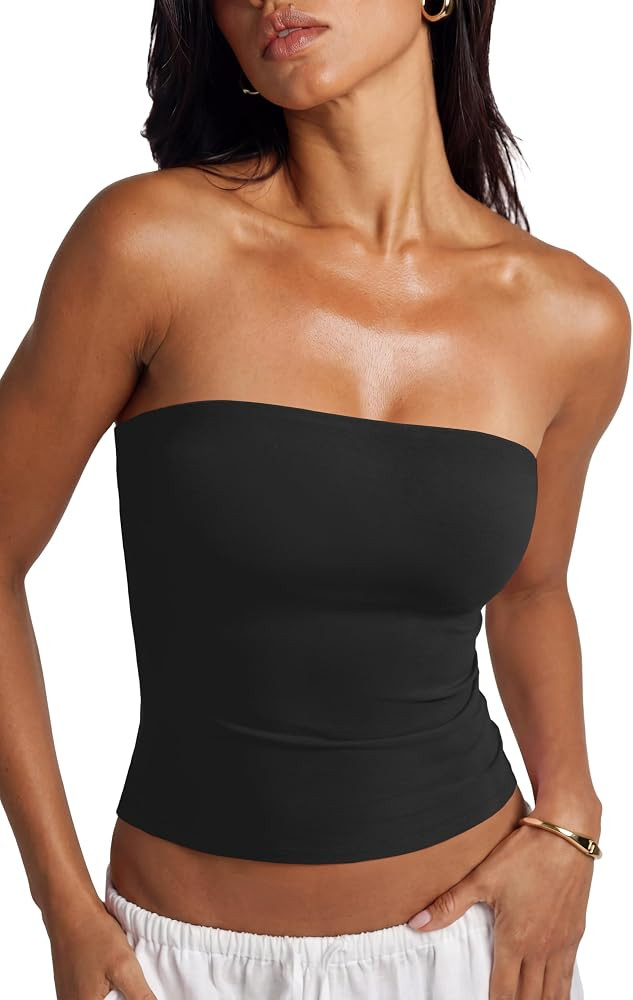 SUUKSESS Women Cotton Double Layer Unpadded Basic Going Out Tube Tops | Amazon (US)