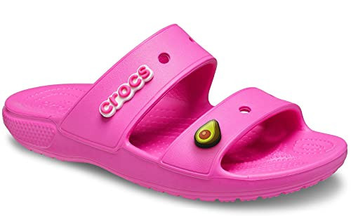 Crocs Men's and Women's Classic Two-Strap Slide Sandals, Electric Pink, 14 Women/12 Men | Amazon (US)
