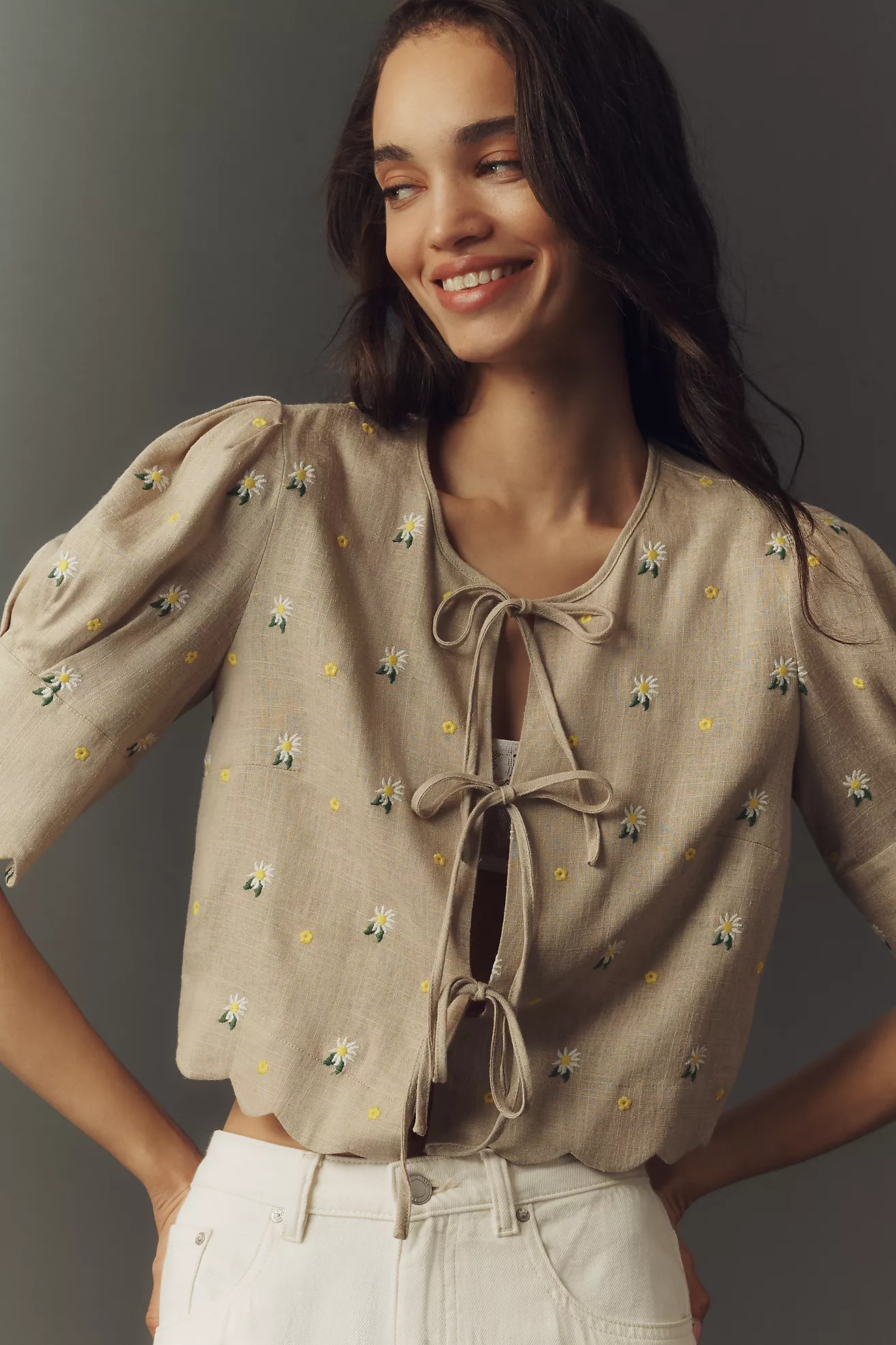 Sister New York Scalloped Tie-Front Top | Anthropologie (US)