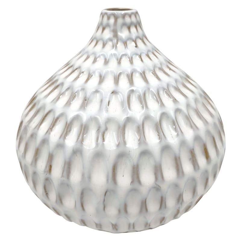 Crosby St. White Ceramic Dipped Vase, 7" | At Home