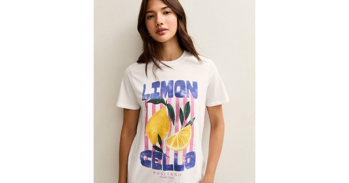 White Limoncello Print Relaxed T-Shirt | New Look | New Look (UK)