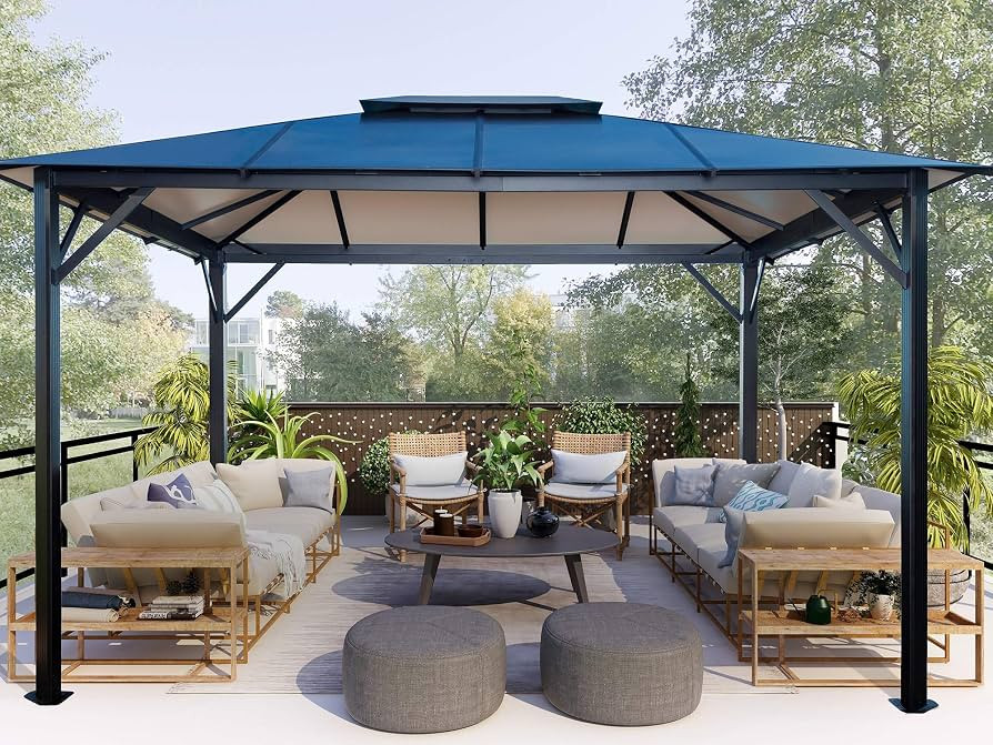 Paragon Outdoor 11' x 13' Sonoma Hard Top Gazebo, Heavy-Duty Black Aluminum Backyard Structure, D... | Amazon (US)