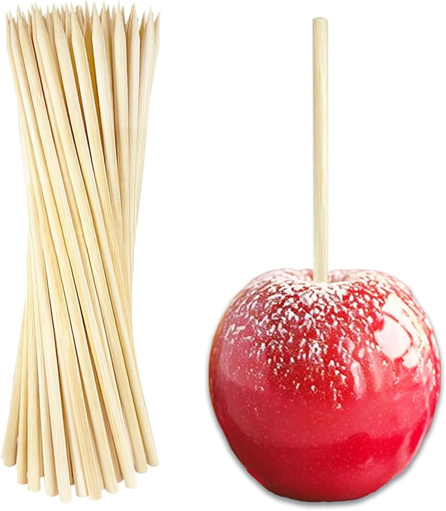 Candy Apple Sticks (50 Pack), 8 Inch Caramel Apple Sticks Skewers 5 mm Natural Bamboo Candy Makin... | Amazon (US)