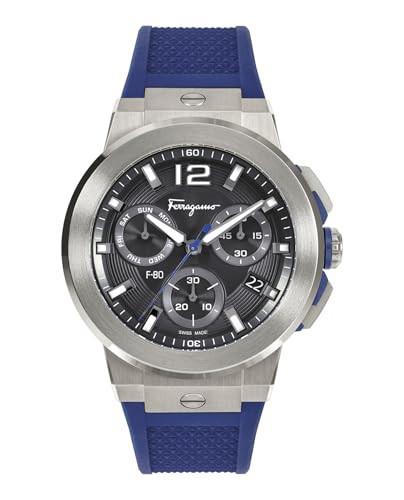 Ferragamo F-80 Titanium Tech Collection Luxury Mens Watch Timepieces with a Blue Strap Featuring a Titanium Case and a Black Dial | Amazon (US)