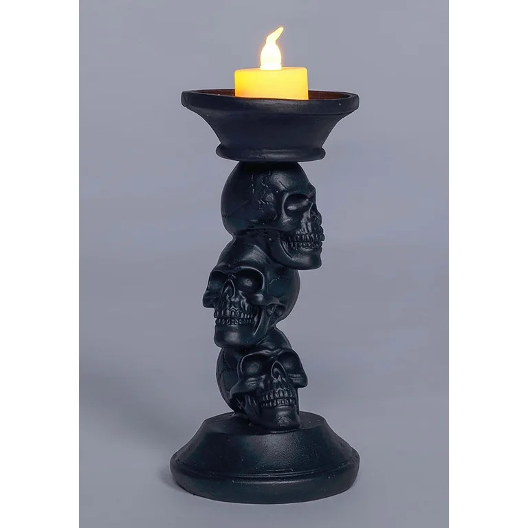 7" Resin Black Skull Candle Holder Prop | Walmart (US)
