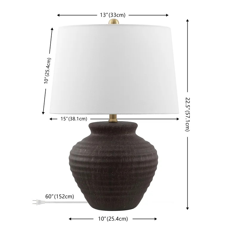 Safavieh Ledger 22.5 in. Textured Ceramic Table Lamp, Brown | Walmart (US)