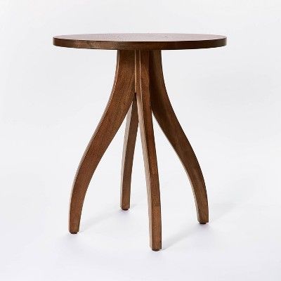 Surfside Round Wood Accent Table with Curved Legs Brown - Threshold™ designed with Studio McGee | Target