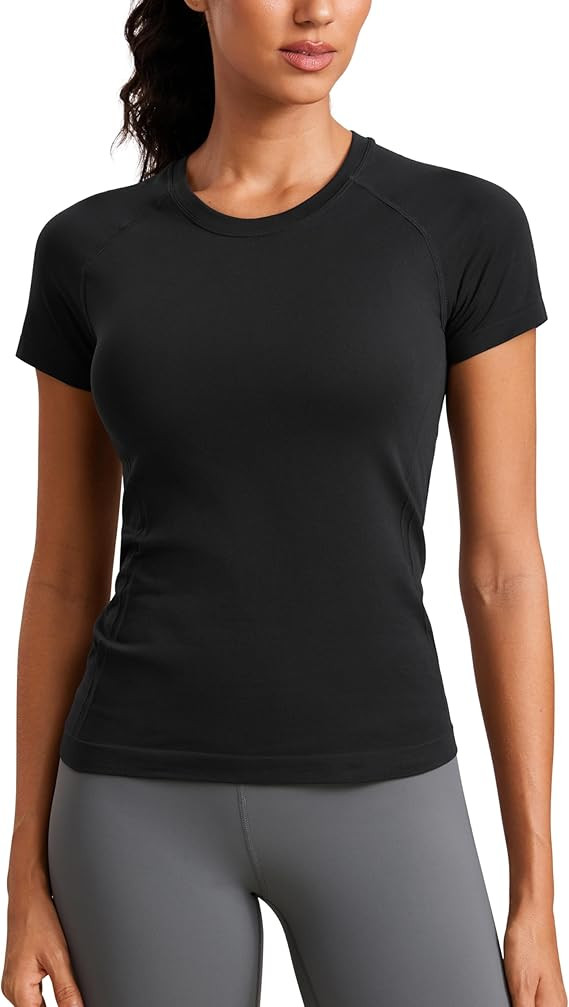 Smooth Hip-Length Short Sleeves by CRZ YOGA | Amazon (US)