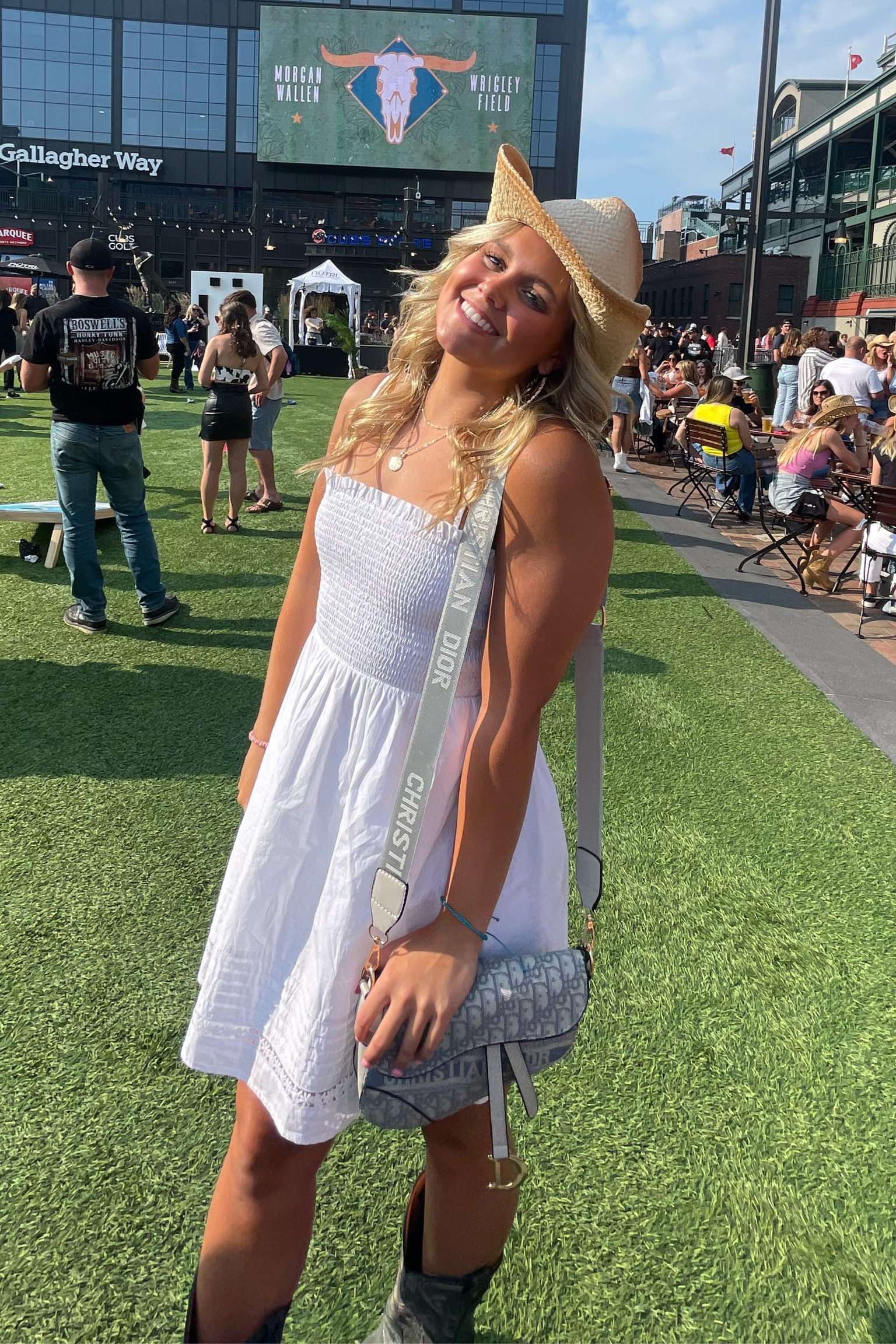 A fun summer outfit! This white summer dress is perfect for concerts, graduation parties, dinners and etc. I love the boots and the purse that goes with it! 
Sizes small and shoes 8

#LTKstyletip