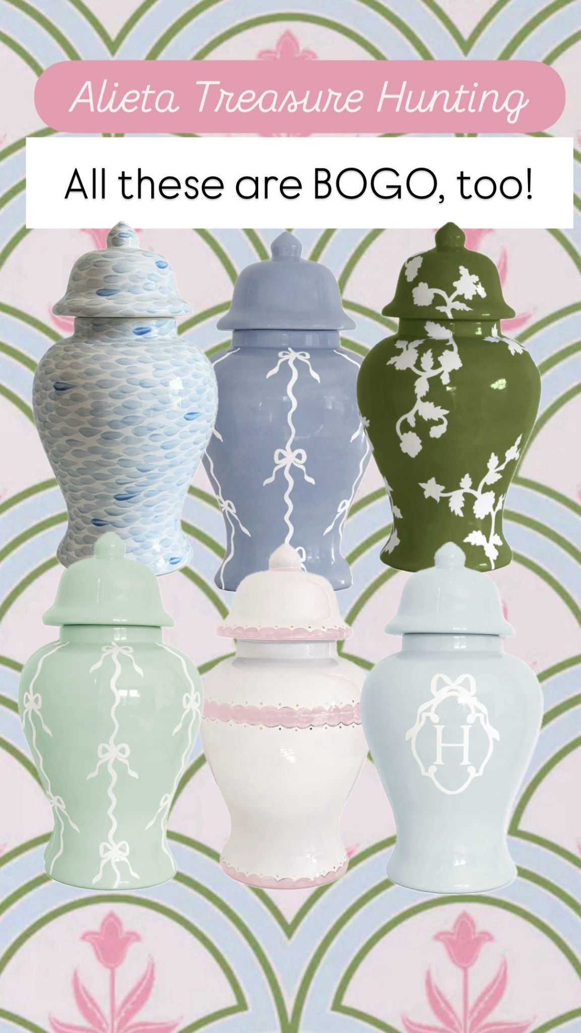 My favorite ginger jars, all sizes, colors, and patterns, but one get one half off!

#LTKSaleAlert #LTKMidsize #LTKHome