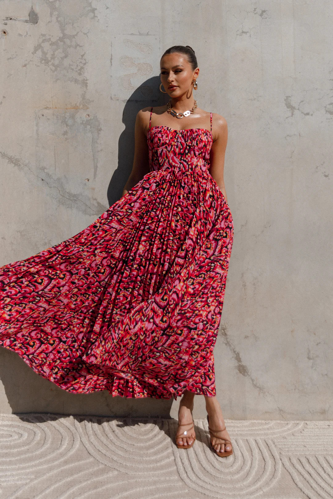 Achanti Pleated Maxi Dress - Pink Multi | Petal & Pup (US)
