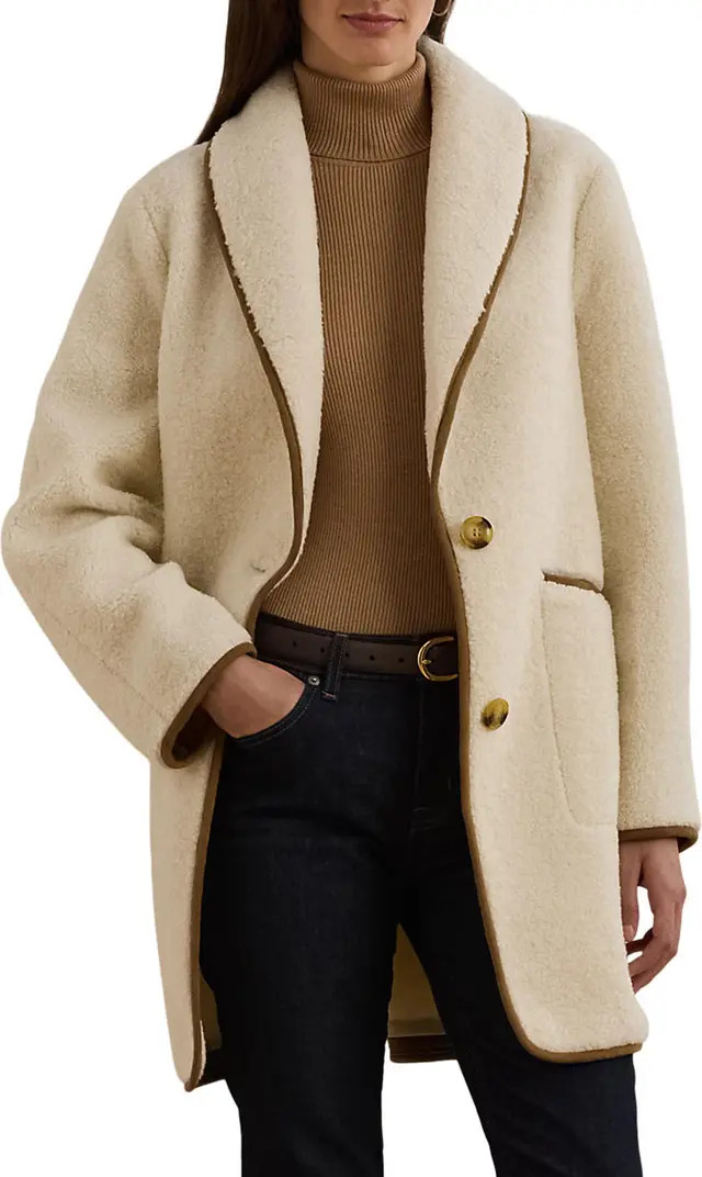 Shawl Collar Faux Shearling Coat | Nordstrom