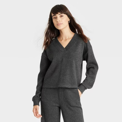 Women's Leisure Studio Knit Sweatshirt - Universal Thread™ Charcoal Gray L | Target