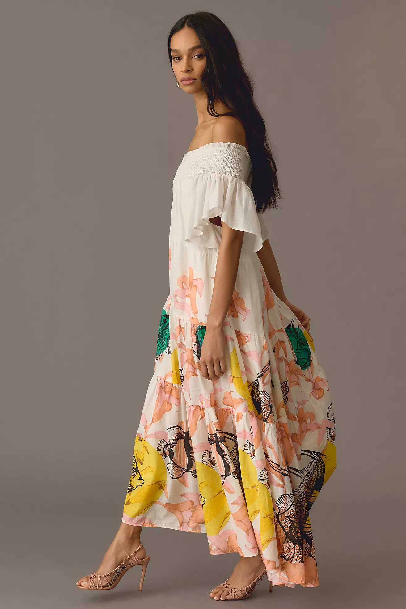 Pia Binazzi Tiered Off-The-Shoulder Dress | Anthropologie (US)