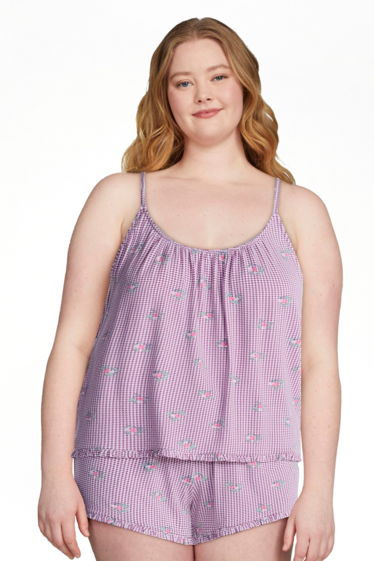 Joyspun Women’s Modal-Blend Ruffle Trim Cami and Shorts Sleepwear Set, 2-Piece, Sizes XS-3X | Walmart (US)