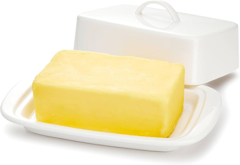 Sweese Large Butter Dish with Lid for Countertop, Porcelain 8oz Butter Keeper with Handle Cover D... | Amazon (US)