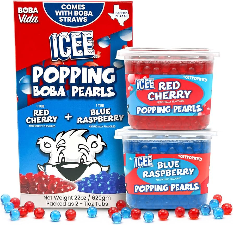 BobaVida ICEE Popping Boba Variety Pack, Red Cherry & Blue Raspberry 2Tubs | Amazon (US)