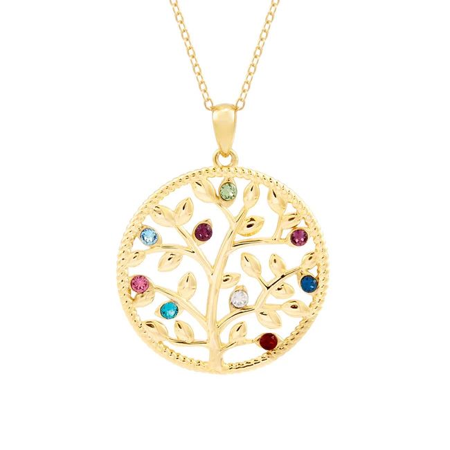 9 Stone Custom Birthstone Gold Family Tree Necklace | Eve's Addiction