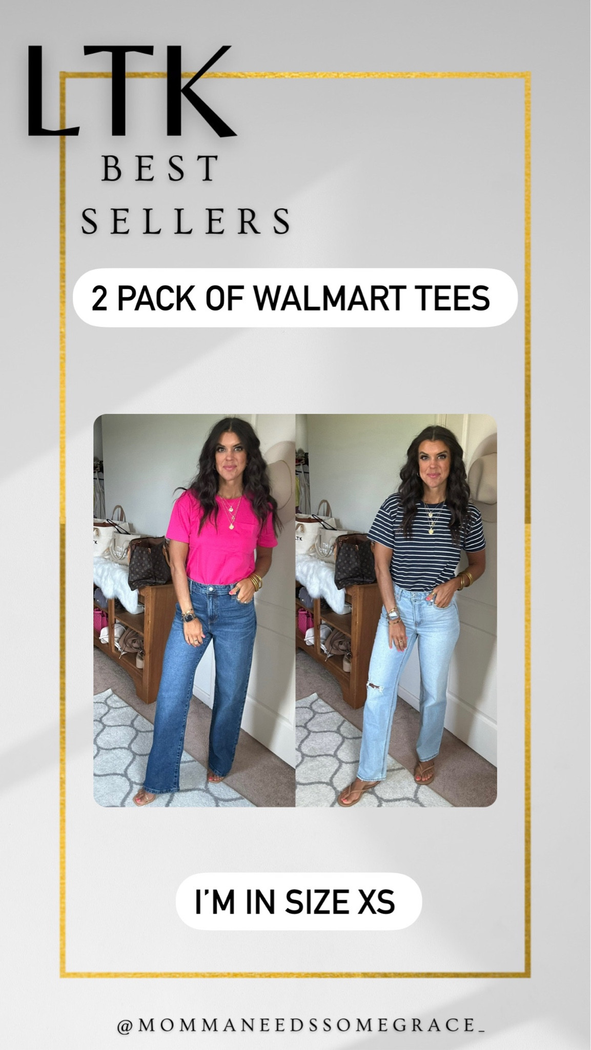 Weekly most loved items- these Walmart tees are so good! Come in a two pack! I’m in size xs 
Jeans size small in dark blue wash (could have done xs), size 4 in light blue 

#LTKSaleAlert #LTKSummerSales #LTKFindsUnder100
