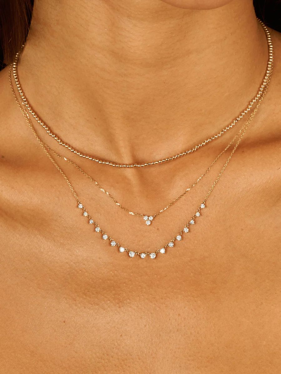 Tiny Trio Diamond Necklace 14K | leMel