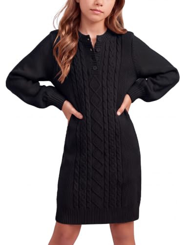 HOZIY Girls Sweater Dress Black Long Sleeve Halloween Party Dress Size 8 | Amazon (US)