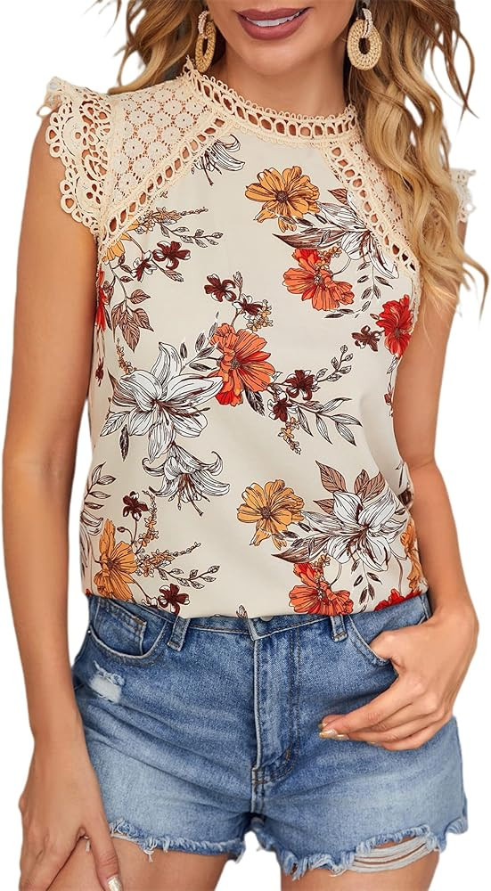 WDIRARA Women's Striped Ruffle Cap Sleeve Notched V Neck Blouse Top Shirt | Amazon (US)