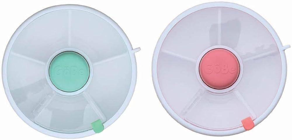 GoBe 2 Pack Kids Snack Spinner - Teal/Coral - Reusable Snack Container with 5 Compartment Dispens... | Amazon (US)