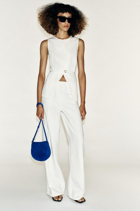 Z1975 BELTED DOUBLE BREASTED DENIM VEST | Zara US