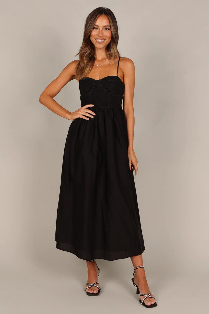 Milsy Pleated Bodice Midi Dress - Black | Petal & Pup (US)