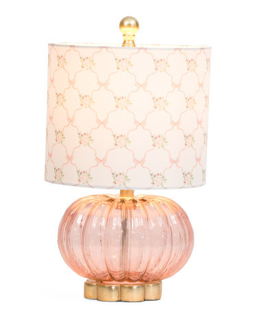 17in Luster Glass With Bow Printed Shade Table Lamp | TJ Maxx