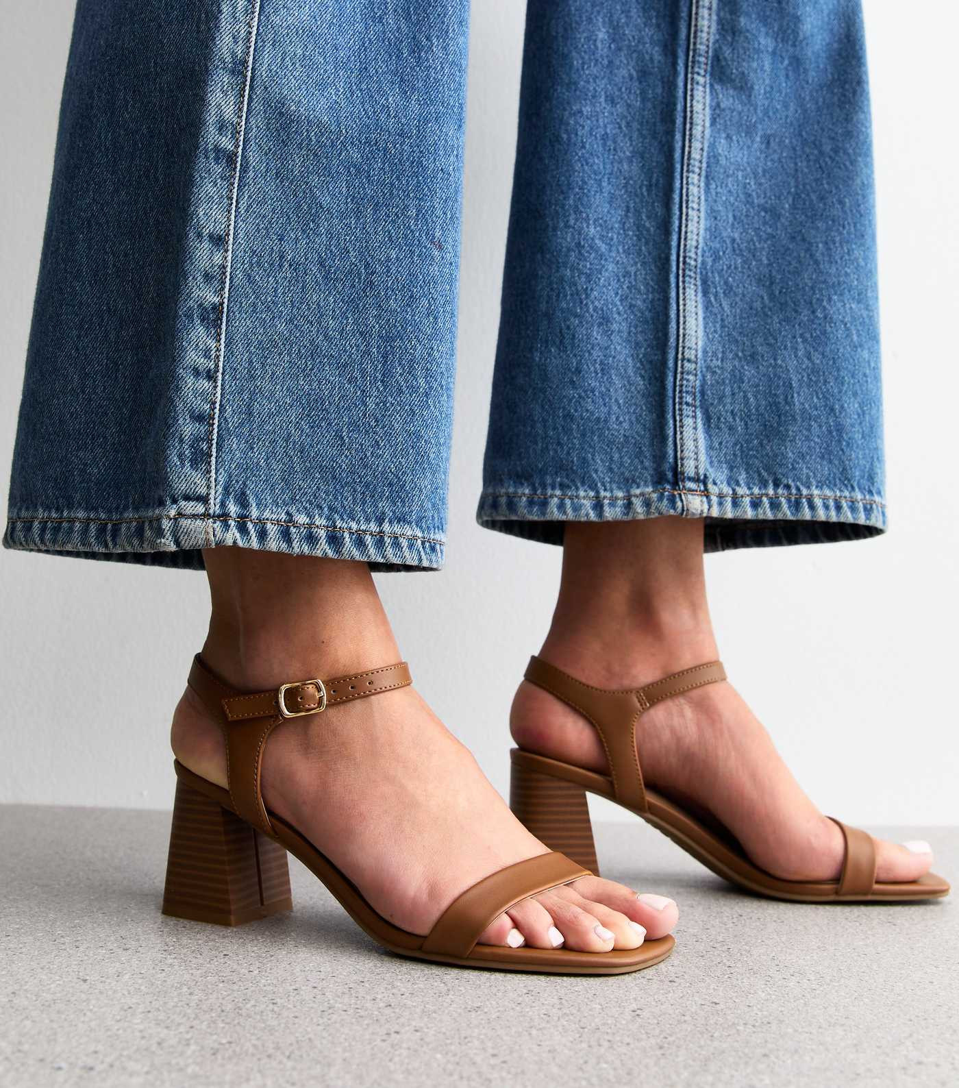 Tan Brown Faux Leather Block Heel Sandals | New Look | New Look (UK)