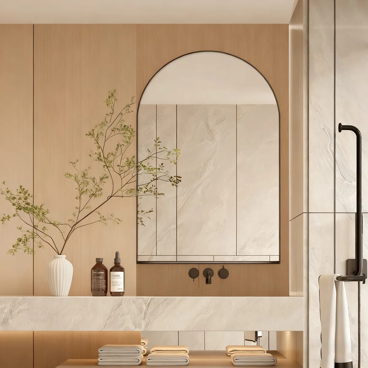 Arched Recessed Framed Medicine Cabinet With Mirror And Adjustable Shelves,Wall Mirror With Stora... | Wayfair North America