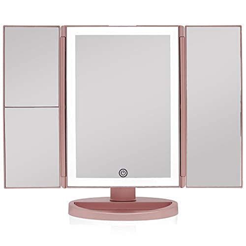 Beautyworks Backlit Makeup Vanity Mirror 36 LED Lights Touch-Screen Light Control, Tri-Fold 1/2/3... | Amazon (US)