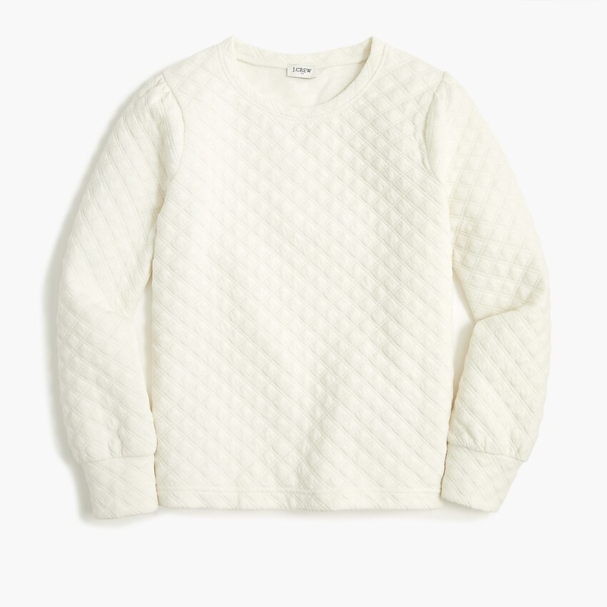 Puff-sleeve quilted pullover sweatshirt | J.Crew Factory