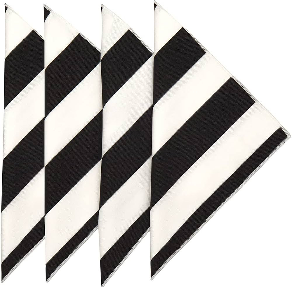 Cloth Napkins Black and White Wedding Table Décor for a Wedding Reception, Black and White Stripe Summer Party July 4th Cotton Linen Napkins 18" Pk 4 | Amazon (US)