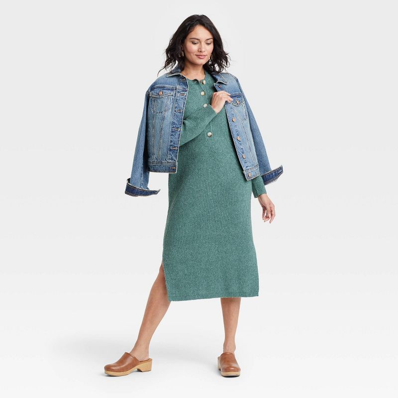 Women's Long Sleeve Henley Neck Sweater Dress - Universal Thread™ | Target